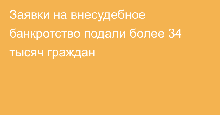 Заявки на внесудебное банкротство подали более 34 тысяч граждан