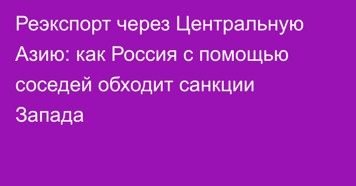 Реэкспорт через Центральную Азию: как Россия с помощью соседей  обходит санкции Запада