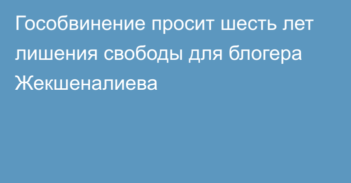 Гособвинение просит шесть лет лишения свободы для блогера Жекшеналиева