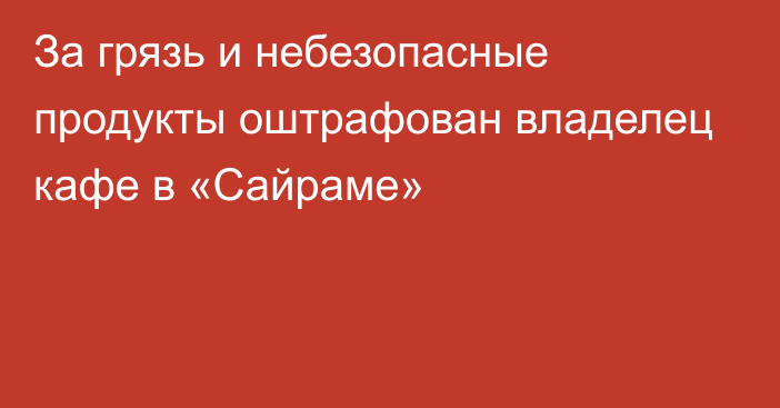 За грязь и небезопасные продукты оштрафован владелец кафе в «Сайраме»