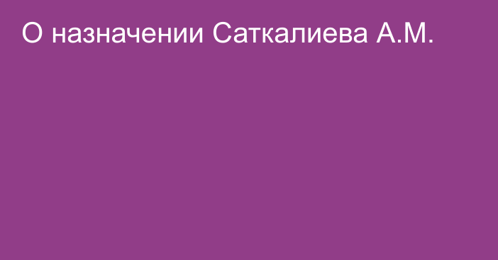 О назначении Саткалиева А.М.