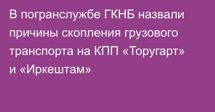 В погранслужбе ГКНБ назвали причины скопления грузового транспорта на КПП «Торугарт»  и «Иркештам»