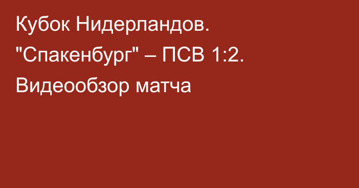 Кубок Нидерландов. 