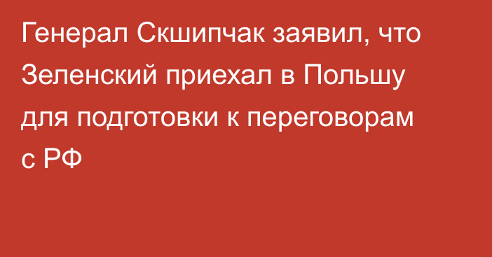 Генерал Скшипчак заявил, что Зеленский приехал в Польшу для подготовки к переговорам с РФ