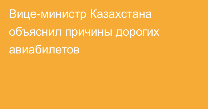 Вице-министр Казахстана объяснил причины дорогих авиабилетов