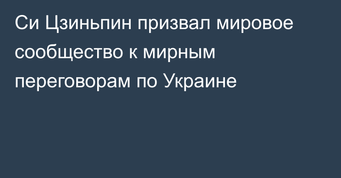 Си Цзиньпин призвал мировое сообщество к мирным переговорам по Украине