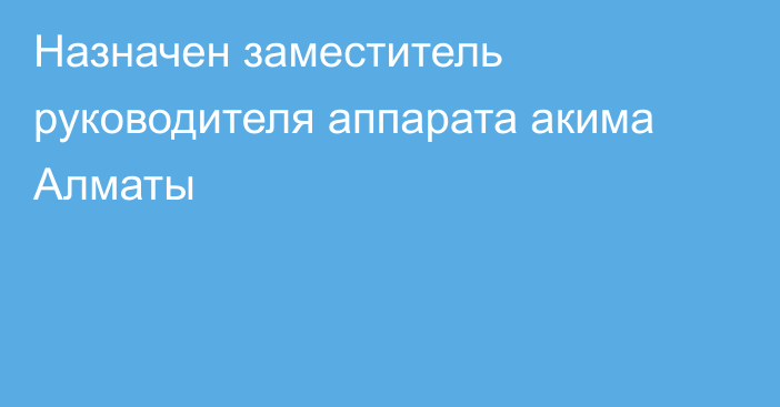 Назначен заместитель руководителя аппарата акима Алматы