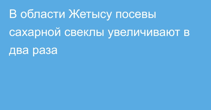 В области Жетысу посевы сахарной свеклы увеличивают в два раза