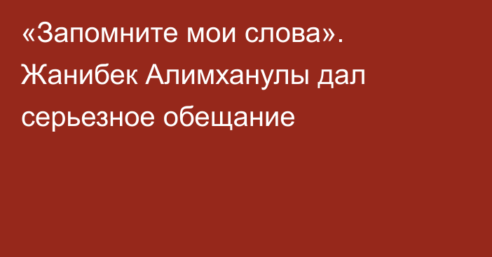 «Запомните мои слова». Жанибек Алимханулы дал серьезное обещание