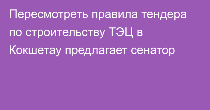 Пересмотреть правила тендера по строительству ТЭЦ в Кокшетау предлагает сенатор