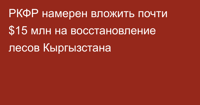 РКФР намерен вложить почти $15 млн на восстановление лесов Кыргызстана