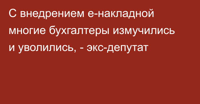 С внедрением е-накладной многие бухгалтеры измучились и уволились, - экс-депутат 