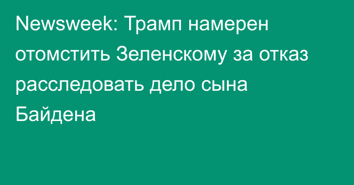 Newsweek: Трамп намерен отомстить Зеленскому за отказ расследовать дело сына Байдена