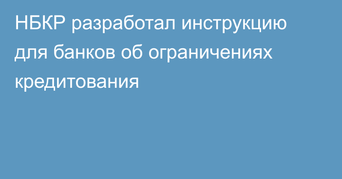 НБКР разработал инструкцию  для банков об ограничениях кредитования 