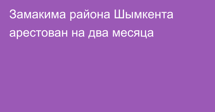 Замакима района Шымкента арестован на два месяца