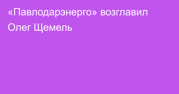 «Павлодарэнерго» возглавил Олег Щемель