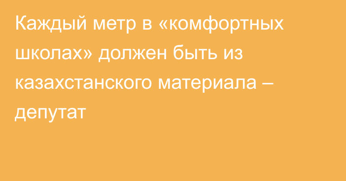 Каждый метр в «комфортных школах» должен быть из казахстанского материала – депутат