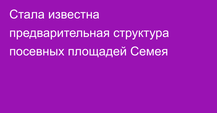 Стала известна предварительная структура посевных площадей Семея