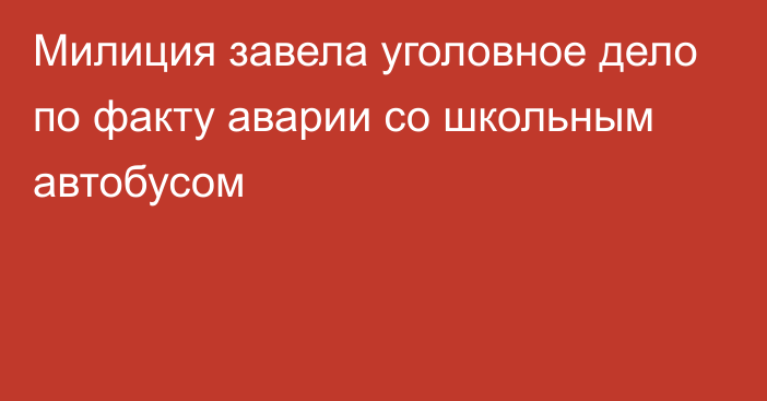 Милиция завела уголовное дело по факту аварии со школьным автобусом