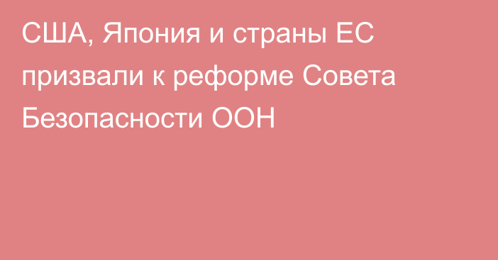 США, Япония и страны ЕС призвали к реформе Совета Безопасности ООН