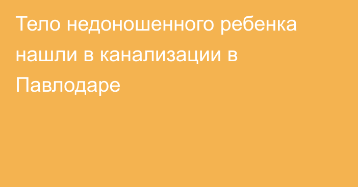 Тело недоношенного ребенка нашли в канализации в Павлодаре