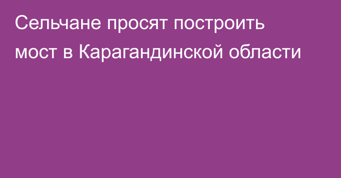 Сельчане просят построить мост в Карагандинской области