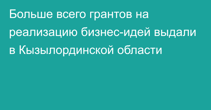 Больше всего грантов на реализацию бизнес-идей выдали в Кызылординской области