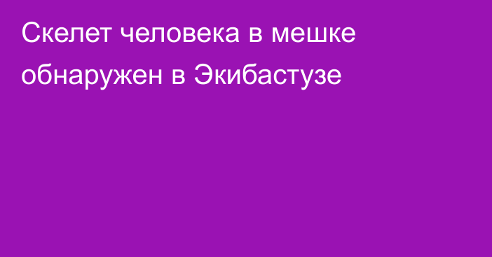 Скелет человека в мешке обнаружен в Экибастузе