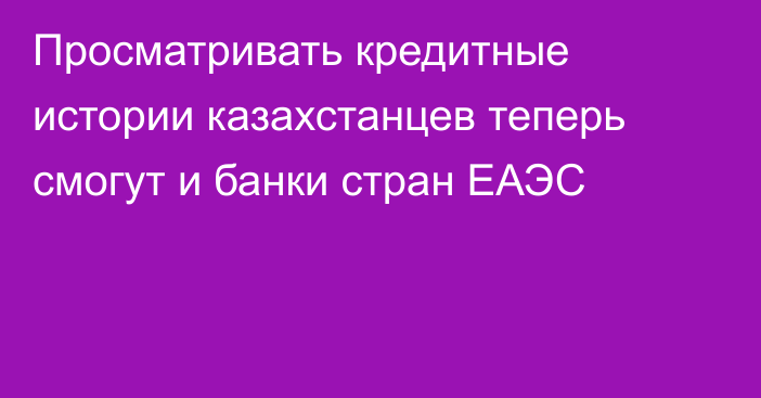 Просматривать кредитные истории казахстанцев теперь смогут и банки стран ЕАЭС