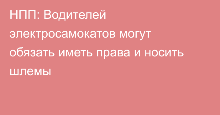 НПП: Водителей электросамокатов могут обязать иметь права и носить шлемы