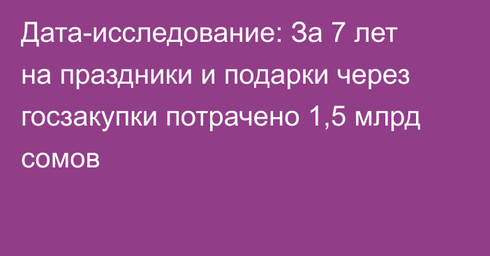 Дата-исследование: За 7 лет на праздники и подарки через госзакупки потрачено 1,5 млрд сомов