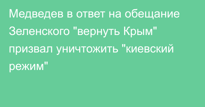 Медведев в ответ на обещание Зеленского 