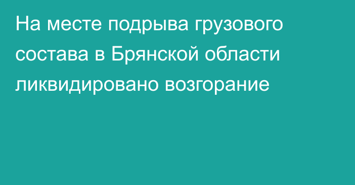 На месте подрыва грузового состава в Брянской области ликвидировано возгорание