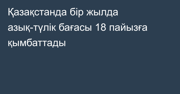 Қазақстанда бір жылда азық-түлік бағасы 18 пайызға қымбаттады