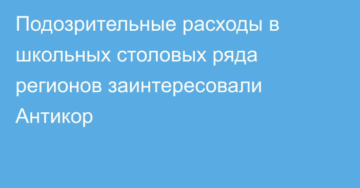 Подозрительные расходы в школьных столовых ряда регионов заинтересовали Антикор