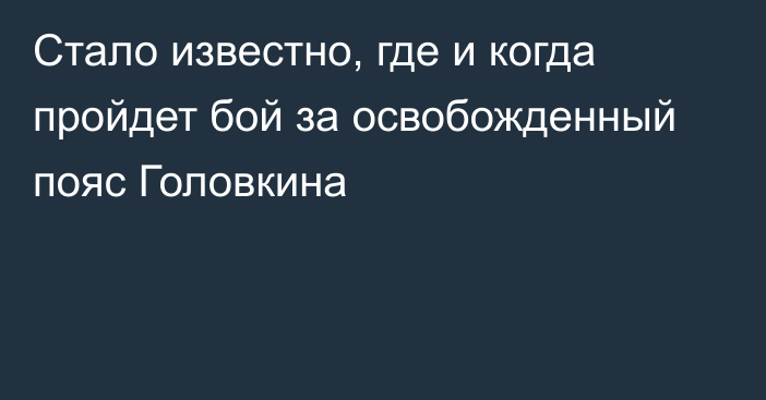 Стало известно, где и когда пройдет бой за освобожденный пояс Головкина