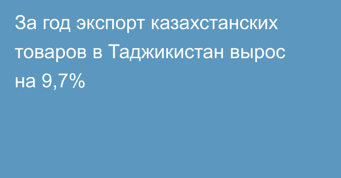 За год экспорт казахстанских товаров в Таджикистан вырос на 9,7%