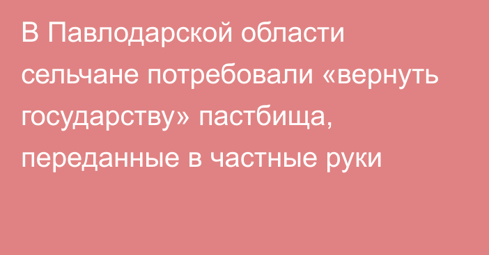 В Павлодарской области сельчане потребовали «вернуть государству» пастбища, переданные в частные руки