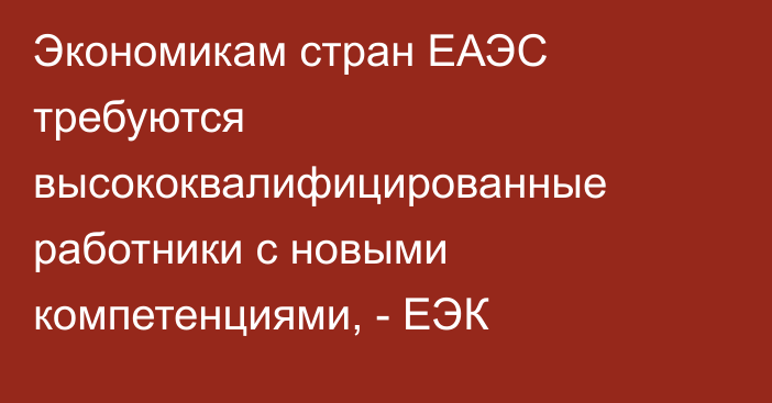 Экономикам стран ЕАЭС требуются высококвалифицированные работники с новыми компетенциями, - ЕЭК