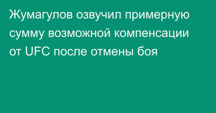 Жумагулов озвучил примерную сумму возможной компенсации от UFC после отмены боя