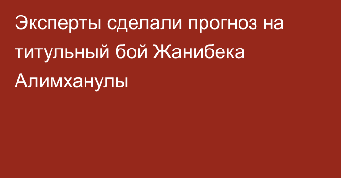 Эксперты сделали прогноз на титульный бой Жанибека Алимханулы