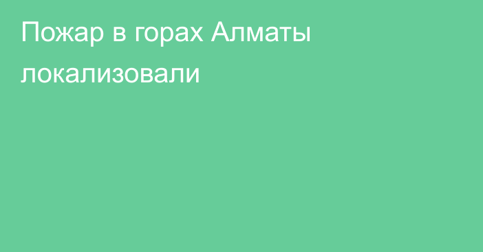 Пожар в горах Алматы локализовали