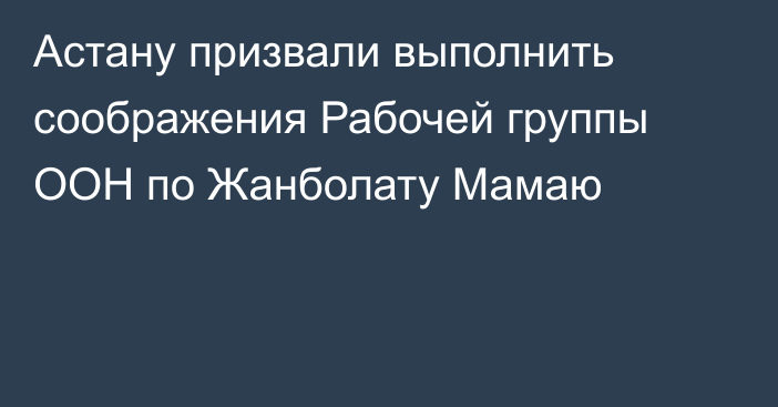 Астану призвали выполнить соображения Рабочей группы ООН по Жанболату Мамаю