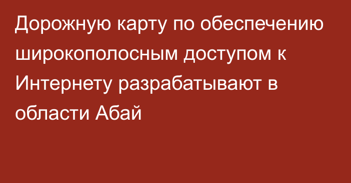 Дорожную карту по обеспечению широкополосным доступом к Интернету разрабатывают в области Абай