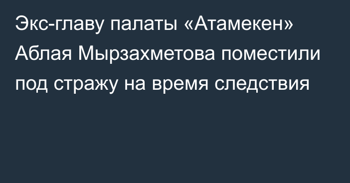 Экс-главу палаты «Атамекен» Аблая Мырзахметова поместили под стражу на время следствия