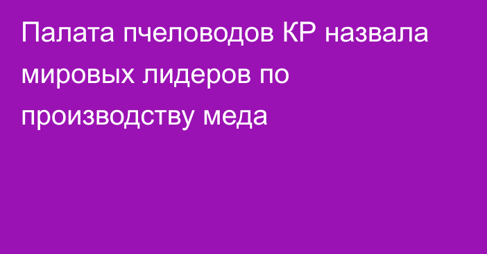 Палата пчеловодов КР назвала мировых лидеров по производству меда