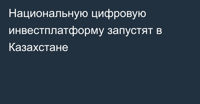 Национальную цифровую инвестплатформу запустят в Казахстане