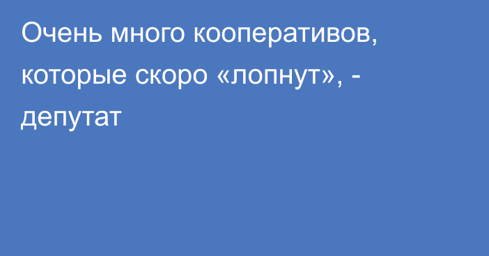 Очень много кооперативов, которые скоро «лопнут», - депутат