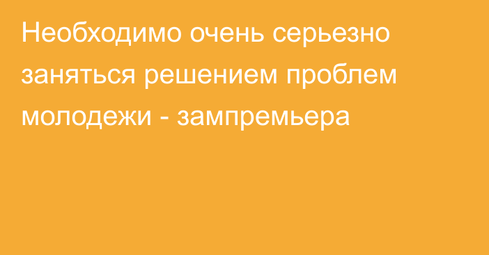 Необходимо очень серьезно заняться решением проблем молодежи - зампремьера