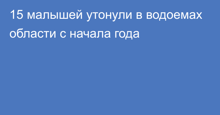 15 малышей утонули в водоемах области с начала года